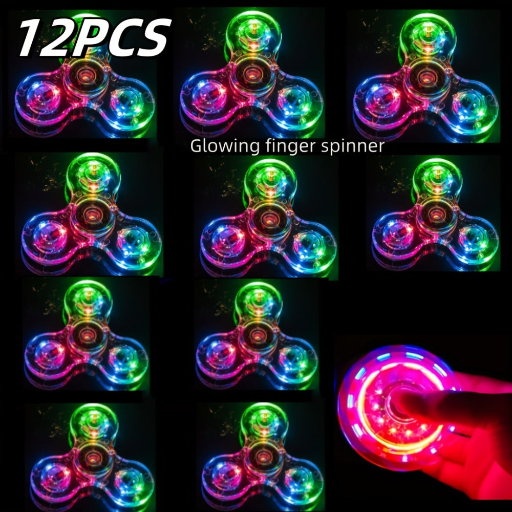 LED Spinning Top Fidget Toy 12 Pack Glow in the Dark Crystal Gyroscope with Vibrant Lights for Parties, Celebrations and Gues