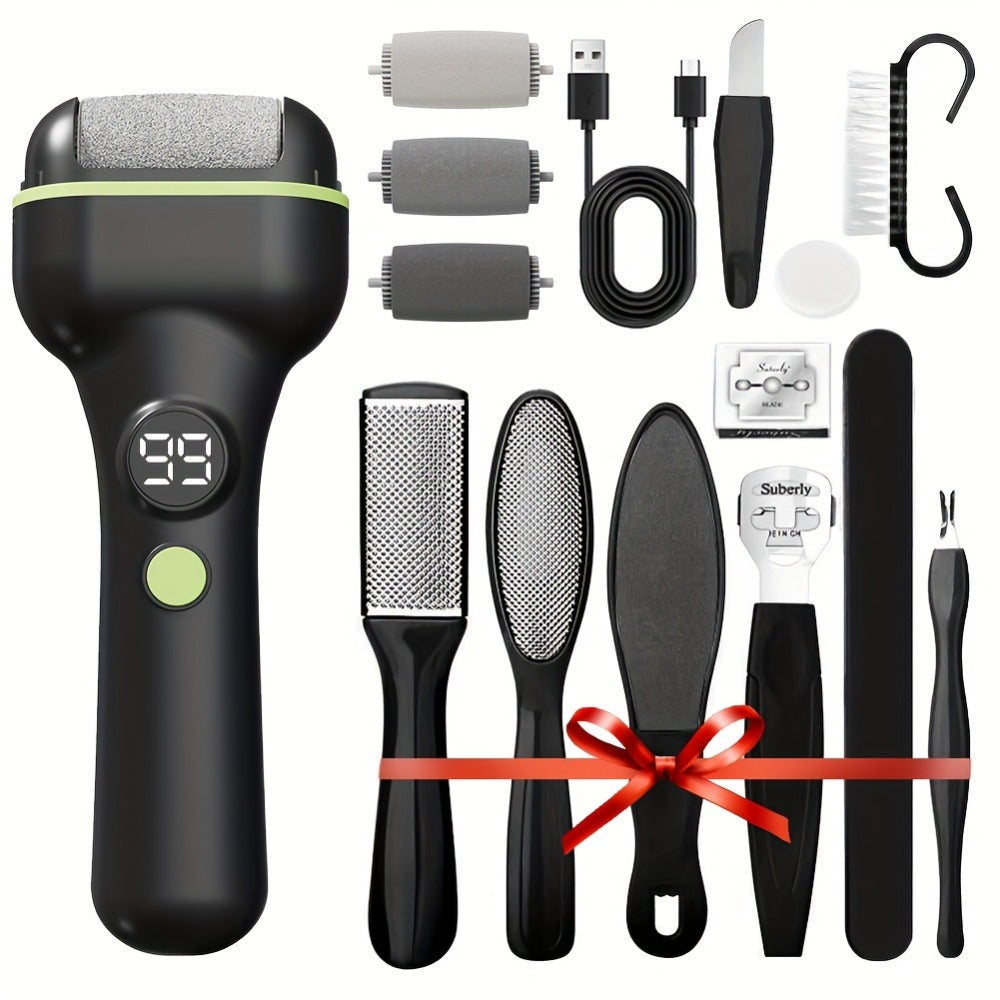 Hard Skin Remover for Feet Electric 14-in-1 Professional Pedicure Kit Rechargeable Foot Grinder 3 Rollers 2 — image 1
