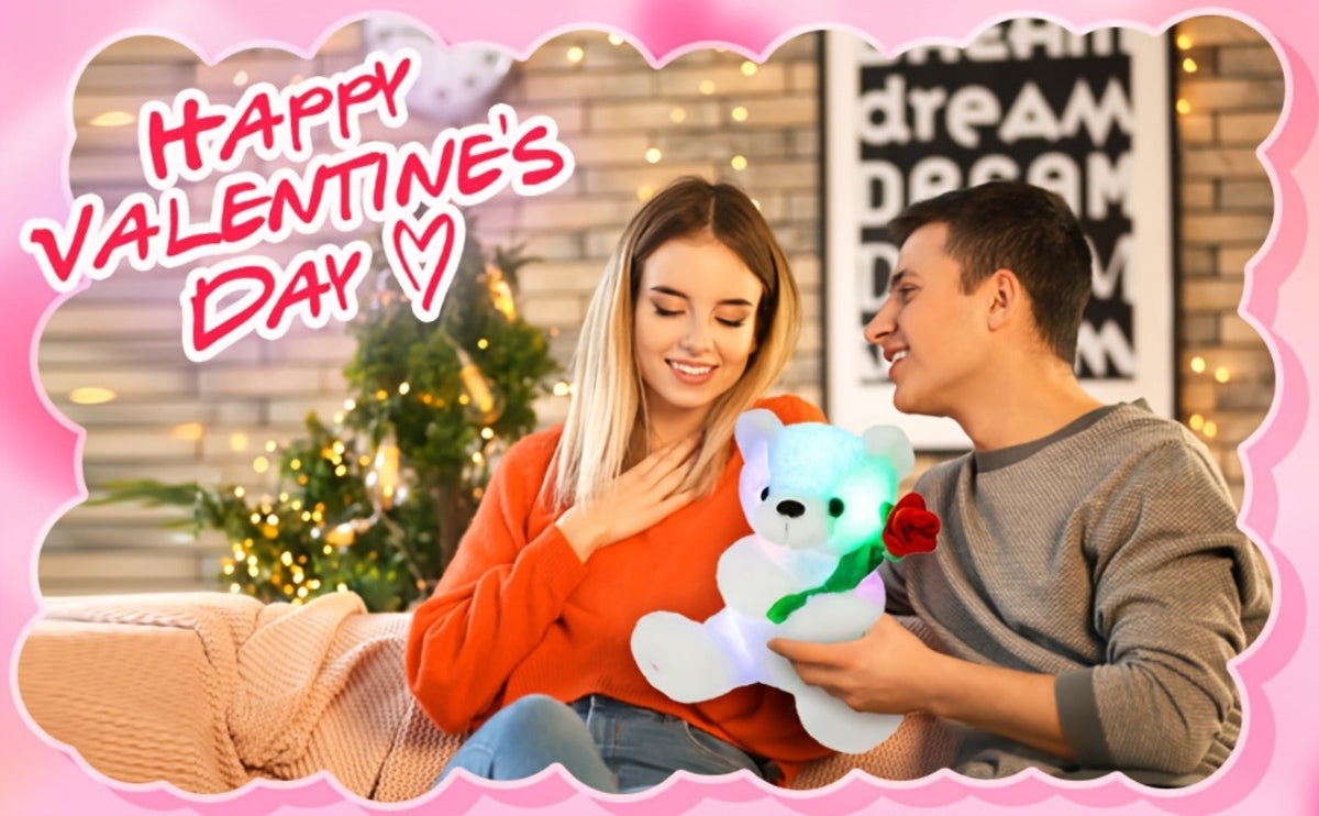 Rose Bear Plush with LED Light Glowing White Bear with Flowers Romantic with the Listed Color, Size or Set Options for Everyd