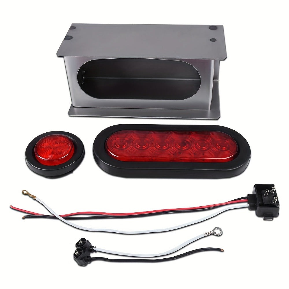 LED Trailer Tail Lights Kit – 6-Inch Oval Rear Lights with Metal Light Box & 2-Inch Amber Round Marker Lights — image 7