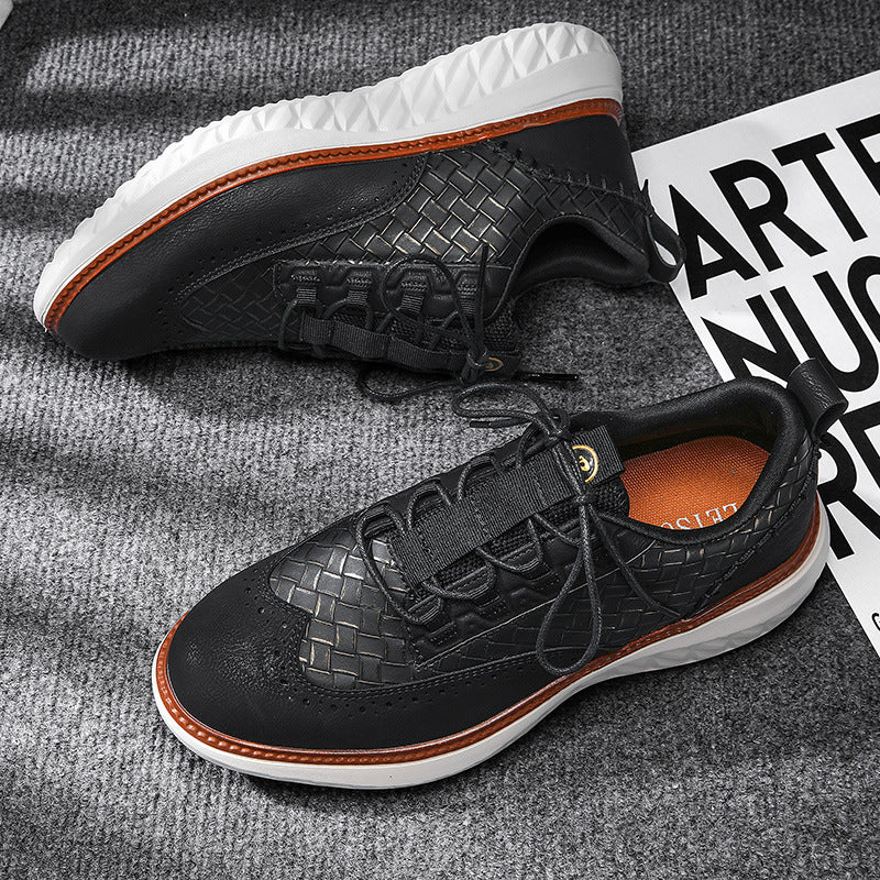 Breathable Woven-Texture Mens Sneakers