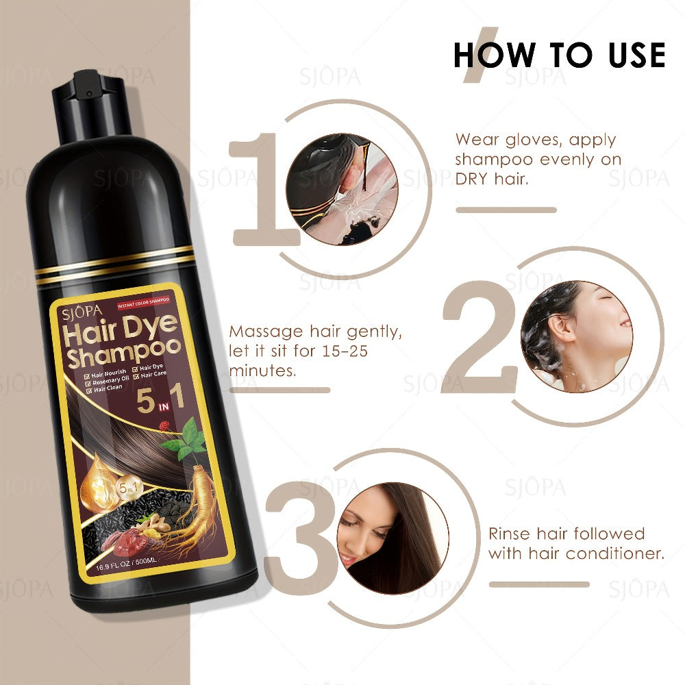 Gray Coverage Hair Dye Shampoo Kit 3-in-1 with Rosemary Hair Oil - Quick Color, Gentle & Natural Formula for Men & Women — im