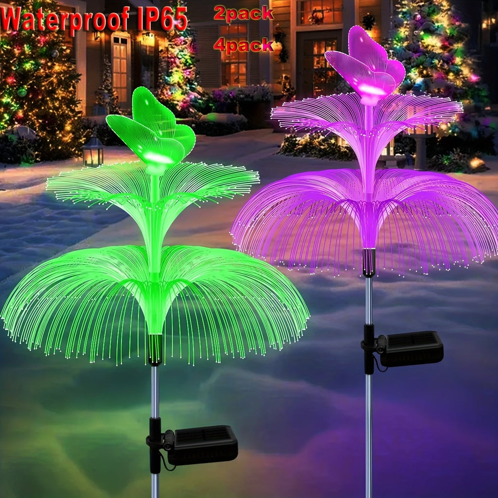 Solar Garden Lights Butterfly Jellyfish Stakes with Gradient Color Change in 2- or 4-Pack Sets — image 3