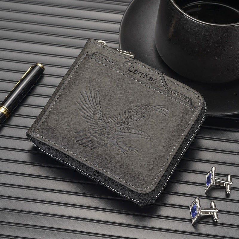Short Retro Embossed New Horizontal Men's Wallet