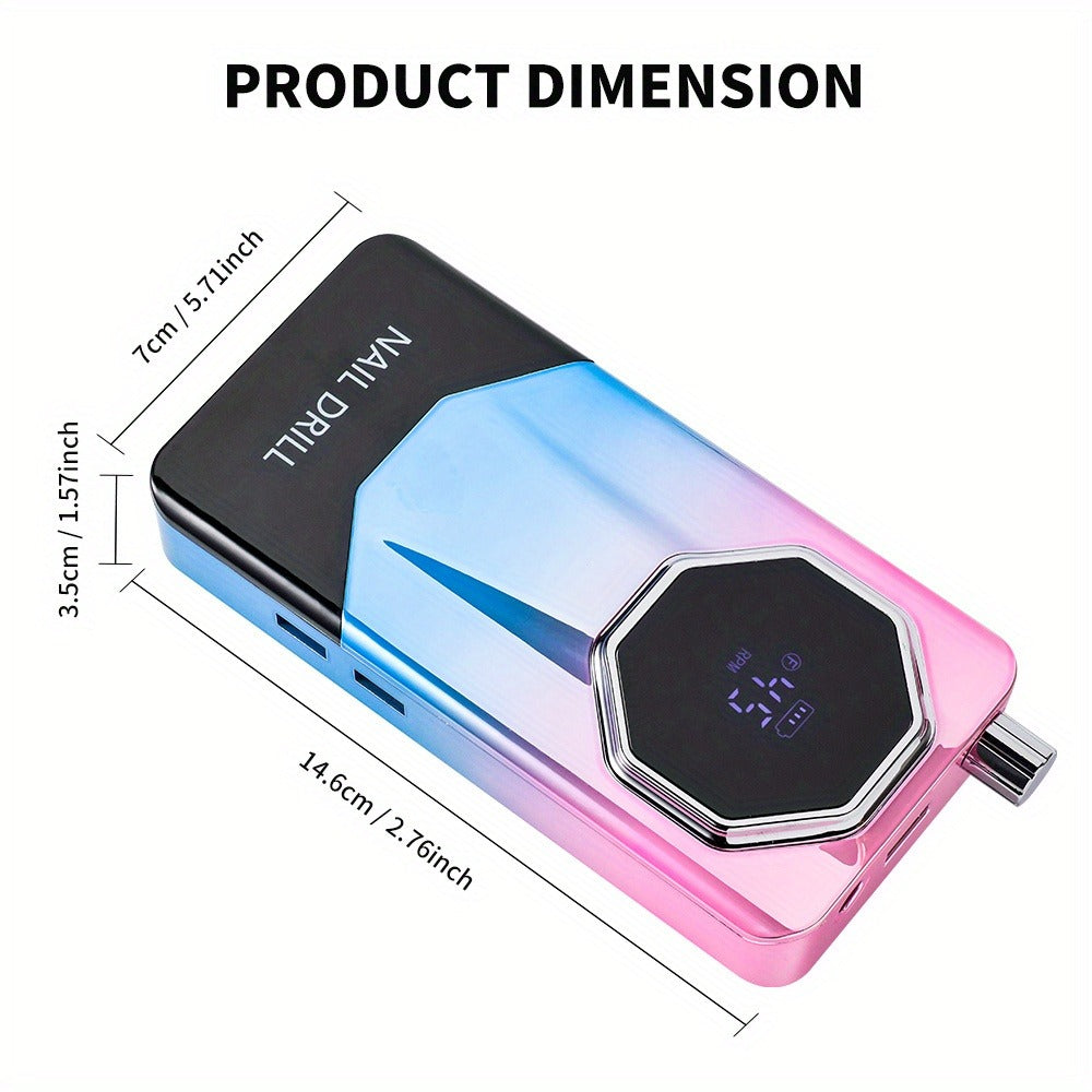 Electric Nail Drill 45000 RPM USB Rechargeable Kit with LCD, Forward Reverse and Three Finishes — image 6