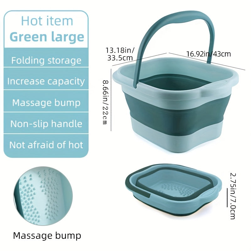 Foldable Foot Bath Tub Collapsible Foot Soak Basin 3.96 Gallon with Carry Handle Portable Pedicure Soaking Tub Space-Saving E