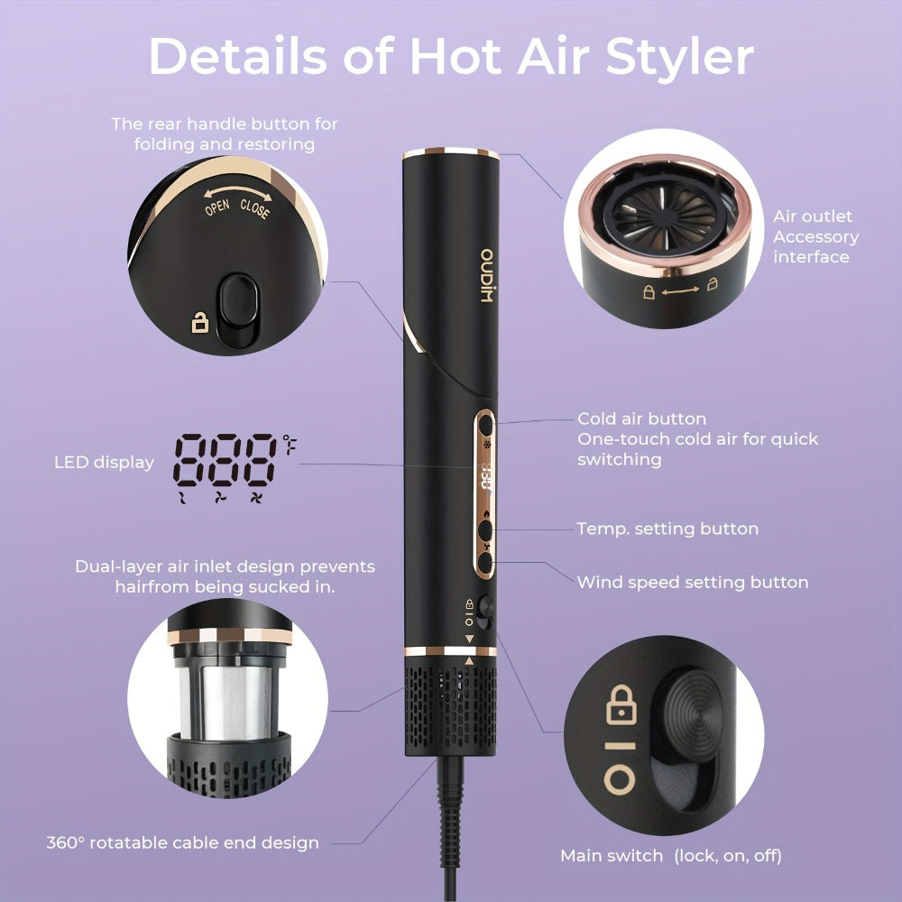 OUDIM 6-in-1 Hot Air Brush Hair Styling Tool with 110, 000 RPM Motor, Foldable Handle and Storage Bag — image 8