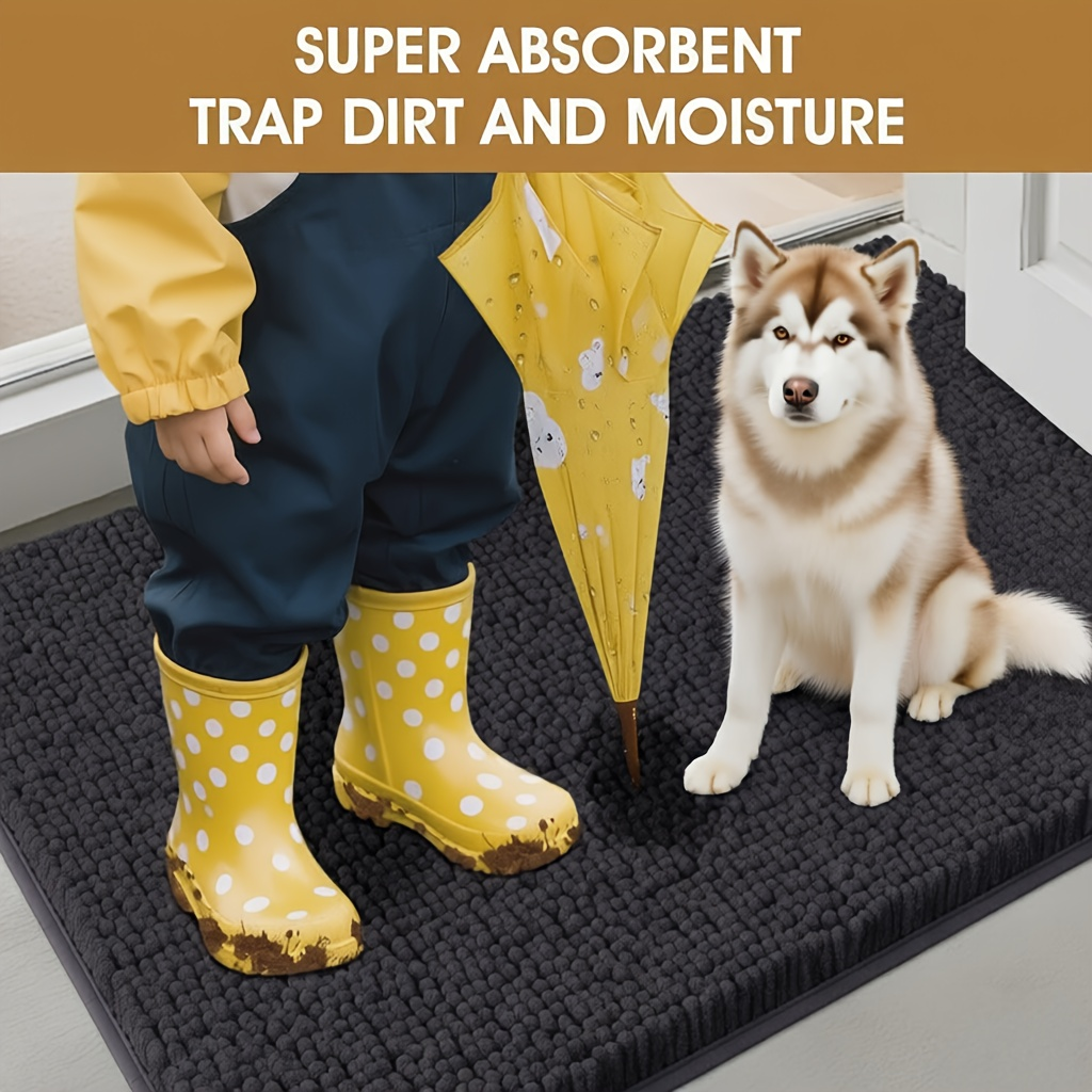 Chenille Dog Door Mat Super Muddy Paws Pet Rug Gingham Entryway Mat Indoor Outdoor Multiple Sizes & Colors — image 3