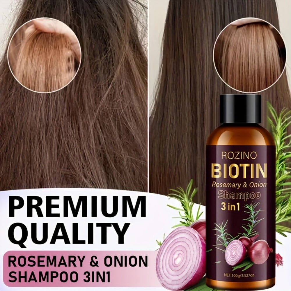 Onion Rosemary Biotin 3-in-1 Shampoo Bar for Hair Growth & Damaged Hair - Scalp Cleansing for Bath Time, Home Spa and Persona