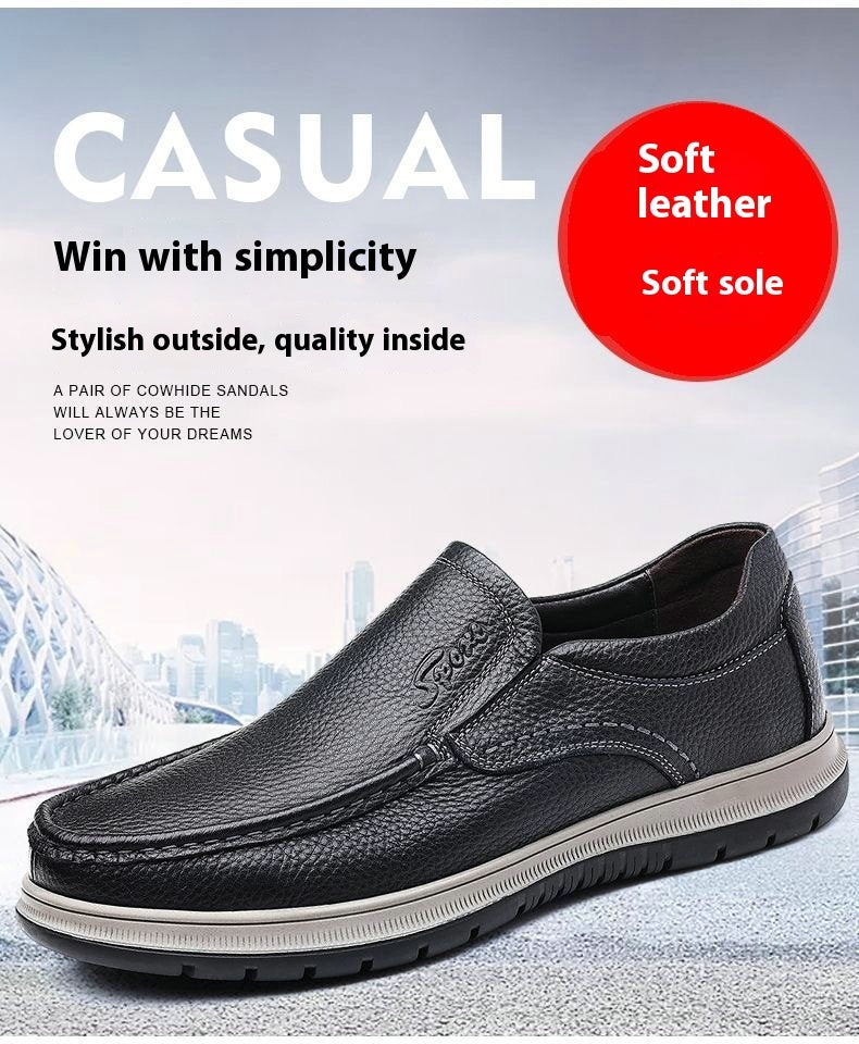Men's Waterproof Leather Casual Shoes - Lightweight All-Weather Trainers