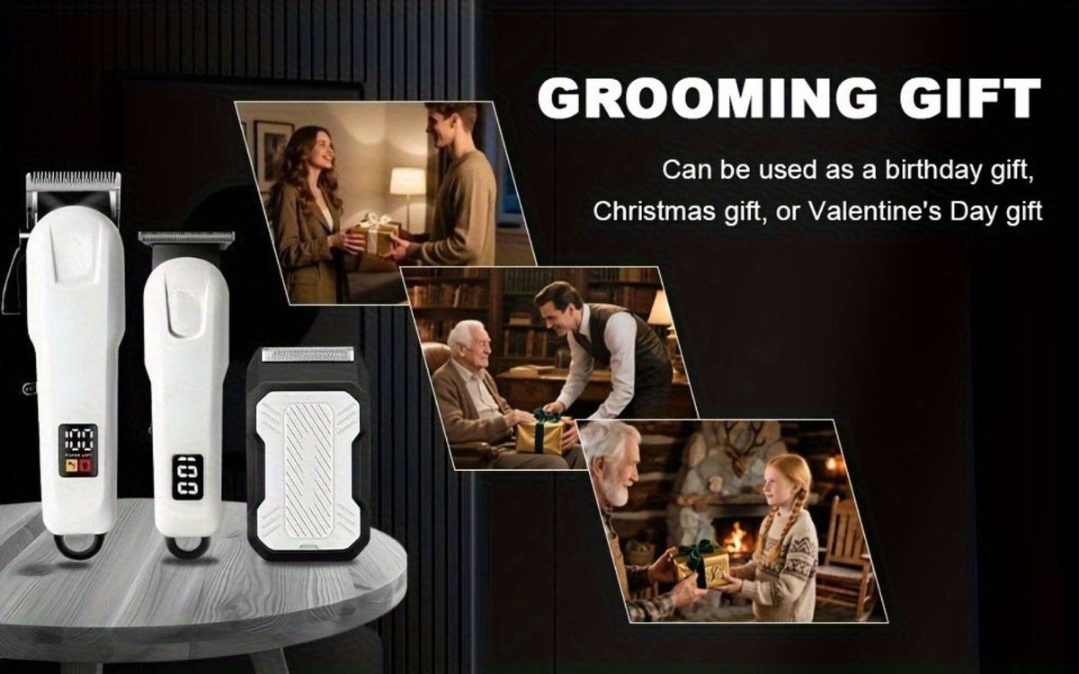 Cordless Hair Clipper Set for Men USB Rechargeable Electric Shaver with LED Display – Professional Grooming Kit 2 or 3 Piece 