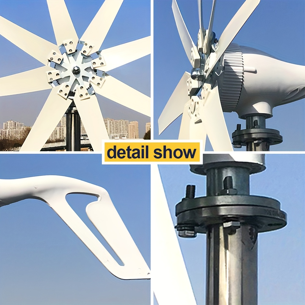 Wind Power Generator 1000W Horizontal Axis, 12V 24V with MPPT Controller, 6-Blade Coreless Magnet — image 7