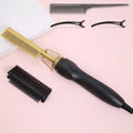 Electric Hot Comb Hair Straightener with Gold Titanium-Alloy Teeth, Detachable Guard and Adjustable Heat Controls — image 1