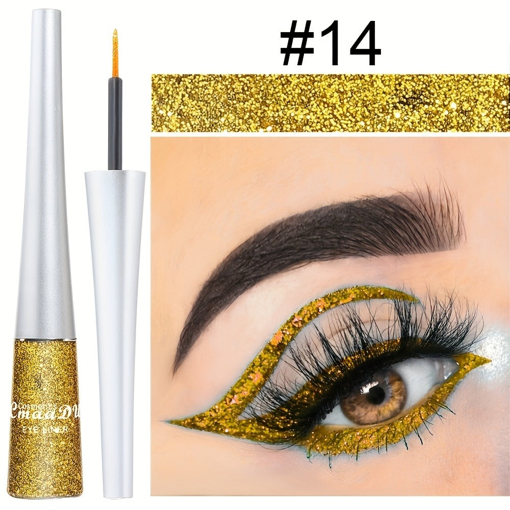 Glitter Liquid Eyeliner Set 16 Colors Waterproof Shimmer Metallic Eye Liner Pen Kit – Long-Lasting Smudge-Proof Sparkle Eye M