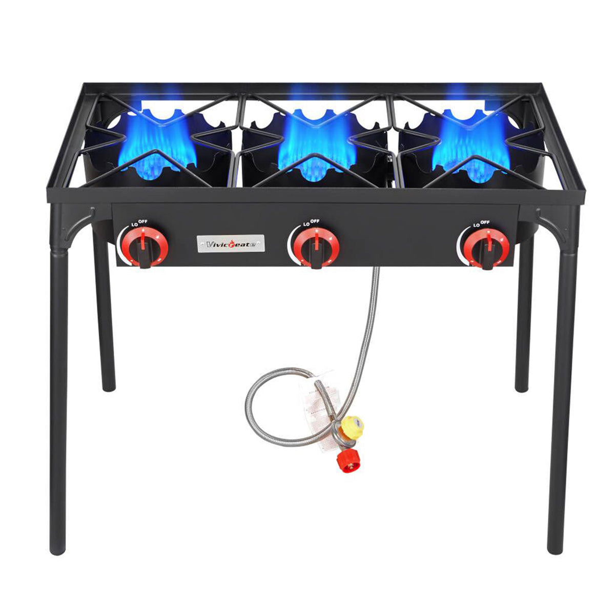 Propane Camping Stove Cast Iron 1, 2 or 3 Burner with Detachable Legs, 20 PSI High-Pressure Regulator — image 6