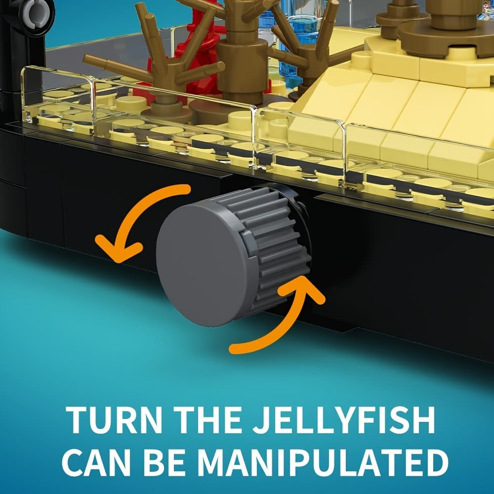 LED Aquarium Building Block Set, Fish Tank Marine Jellyfish Brick Model Kit with Glowing Light — image 7