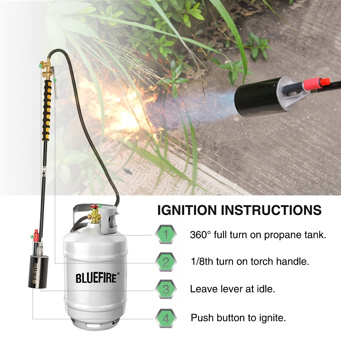 Propane Weed Torch, Flame Weeder Ice Melter Outdoor Roof Driveway for Garden, Patio and Yard Use — image 9