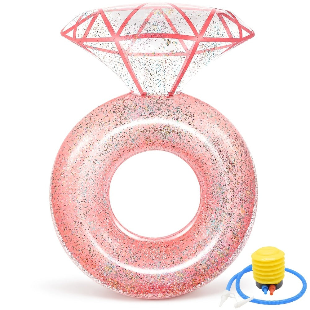 Giant Engagement Ring Pool Float, 49 x 31-Inch Inflatable in Gold, White or Pink for Bridal Pool Parties — image 6