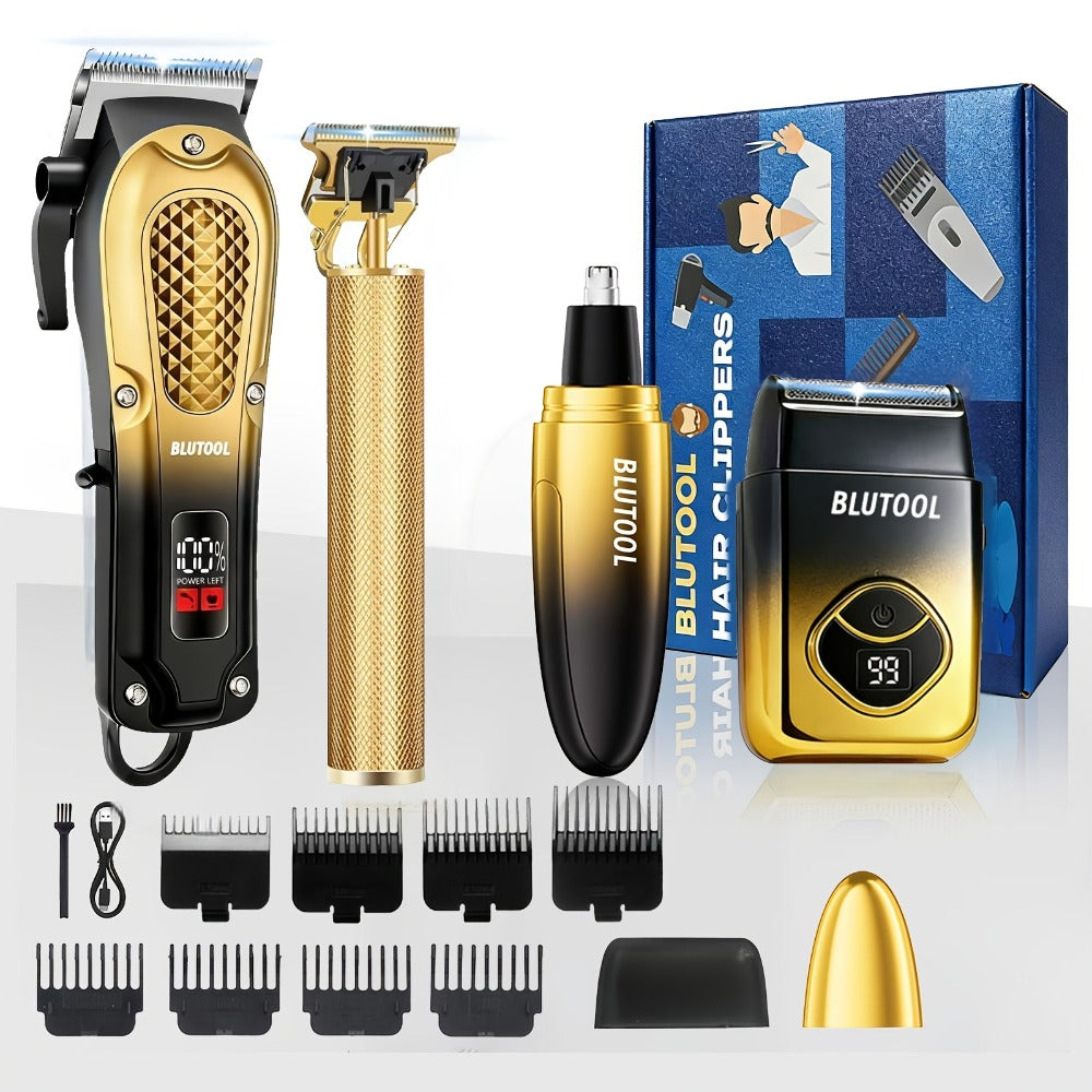 Men's Grooming Kit Hair Clipper & Electric Shaver USB Rechargeable Cordless LED Display – Precision Beard Trimmer Face Shaver