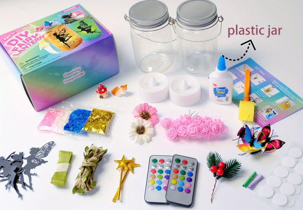 Fairy Mason Jar Lantern Craft Kit for Two Lights with Color-Changing LED Candles and Remote Control — image 11