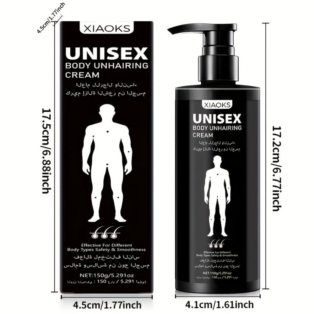 Hair Removal Cream XIAOKS 150g Black Pump Bottle with Carton for External Chest Back and Body Grooming — image 5