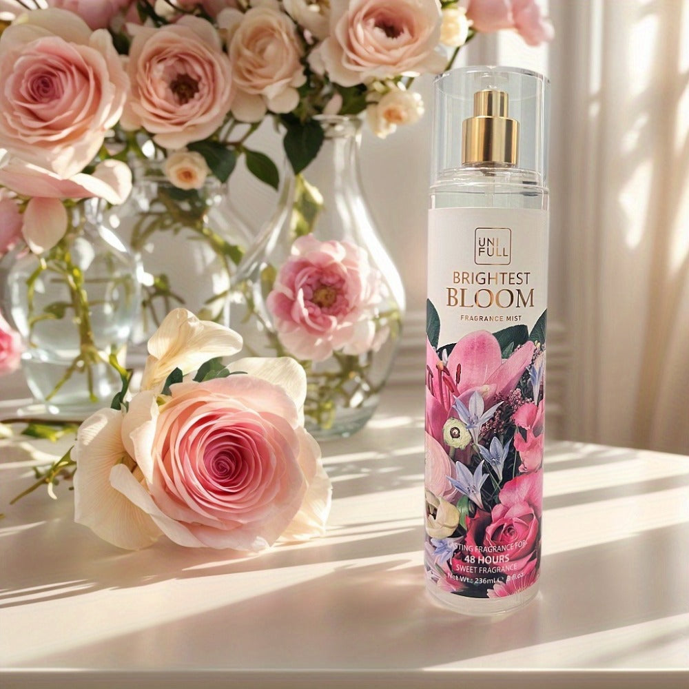 Body Mist Perfume Spray 8oz – 12 Scents Floral Hair & Body Fragrance for Women, Rose, Cherry Blossom, Beach, Long-Lasting Lig