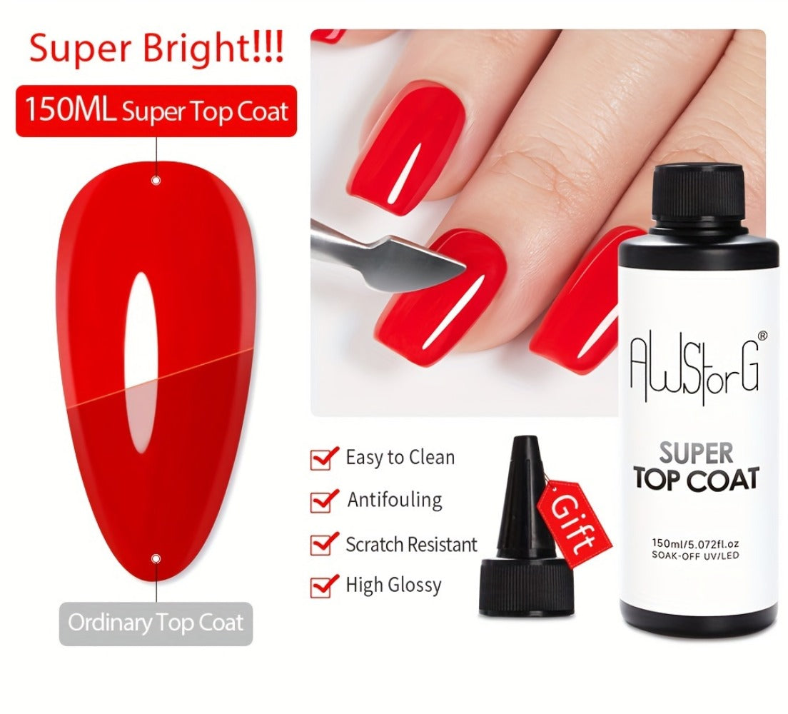 Gel Nail Polish Super-Glossy Top Coat in 15ml Soak-Off Formula with UV/LED Cure for Nail Art — image 8