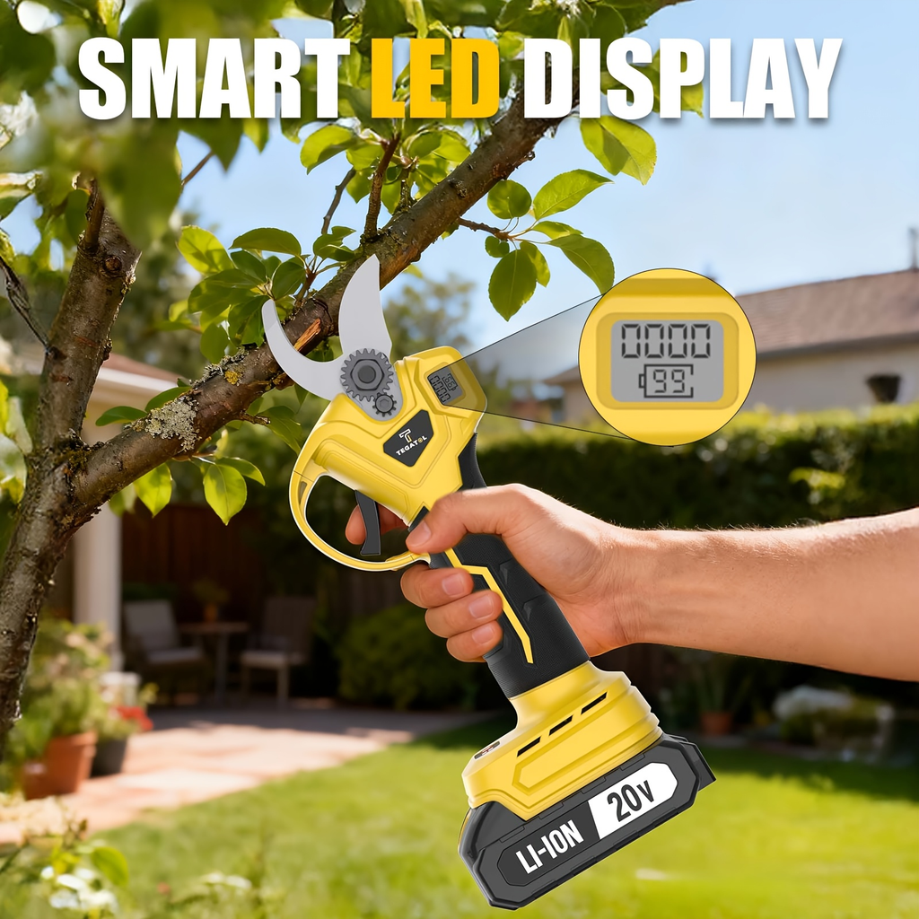 20V-Labeled Cordless Pruning Shears with Display, Yellow or Green Body and One- or Two-Battery Kits — image 10