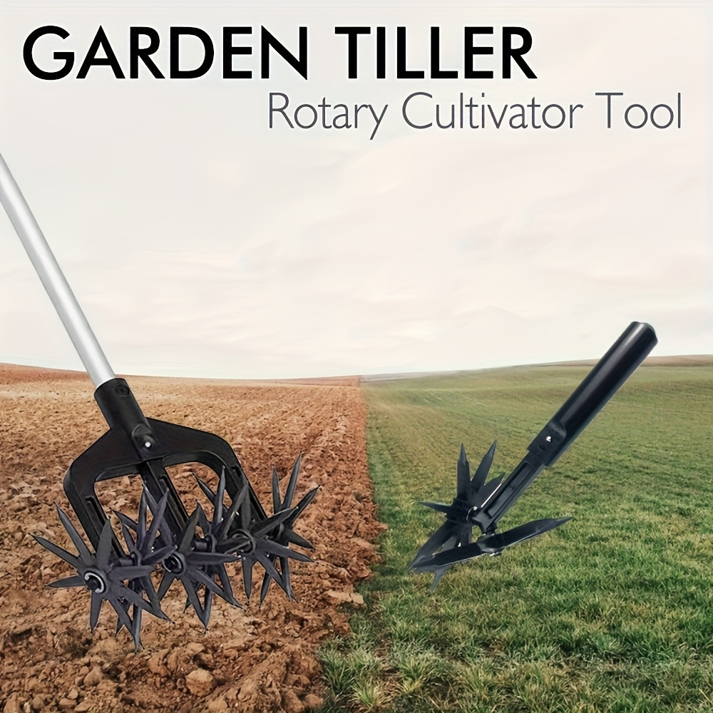 Manual Rotary Garden Cultivator Head with U-Shaped Frame and Detachable Star-Shaped Tine Wheels — image 5