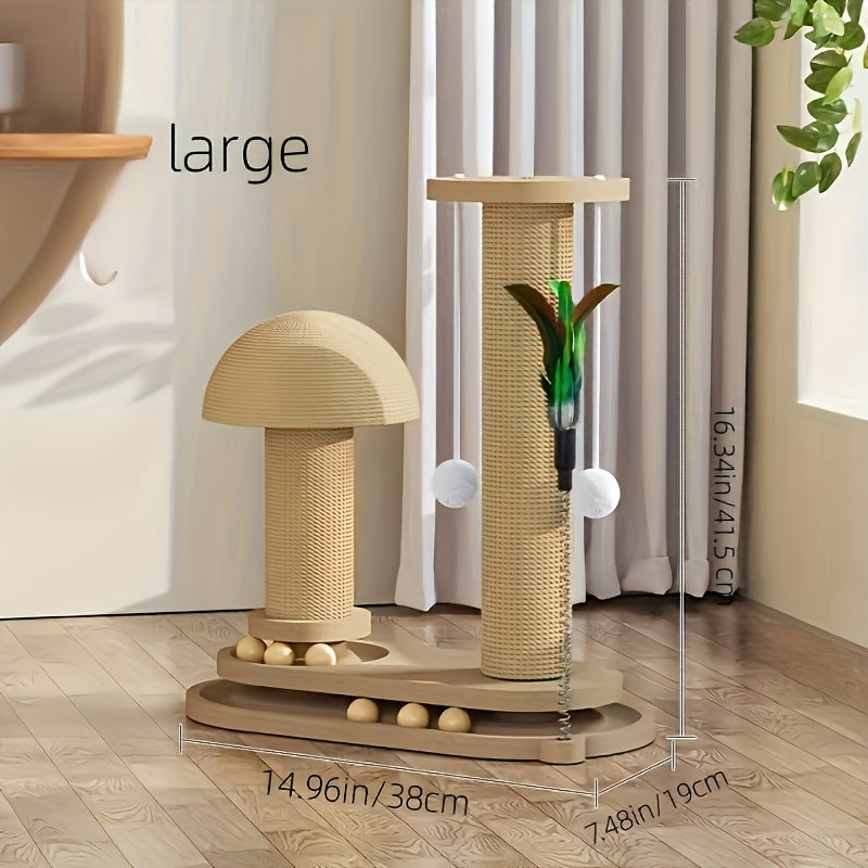 Compact Cat Tree with Sisal Scratching Post, Mushroom Hideaway, Track Balls and Small or Large Size Options — image 11