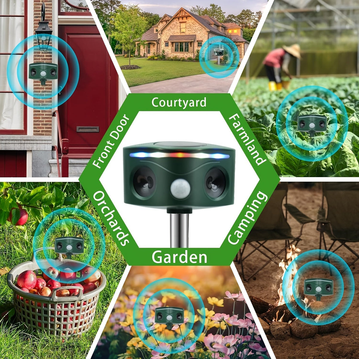 Ultrasonic Animal Repeller, Solar Motion Sensor Deer Cat Dog Garden for Garden, Patio and Yard Use — image 2