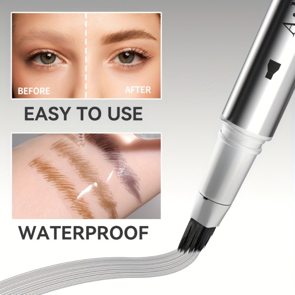2-in-1 Eyebrow and Hairline Pen with Dense Multi-Fork Brush, Pointed Tip and Three Brown-to-Black Shades — image 1