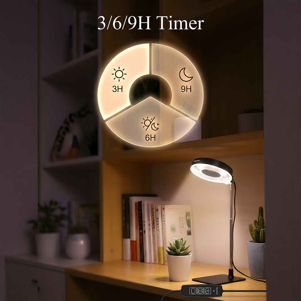 Four-Piece Tabletop Ring LED Plant Lamp Set with USB 3/6/9H Timer, Adjustable Poles and Bases — image 6