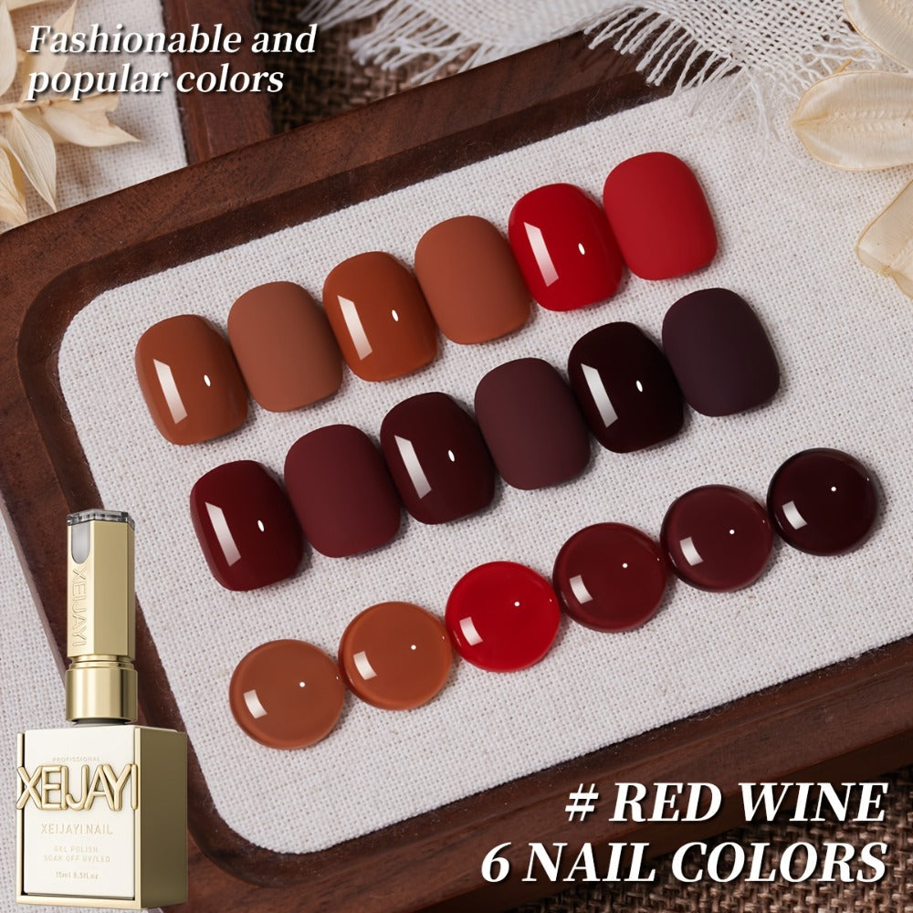 Gel Nail Polish Set with XEIJAYI Label, 6 Nude Pink Jelly Colors in Shades 76, 78 and 81 to 84 — image 2