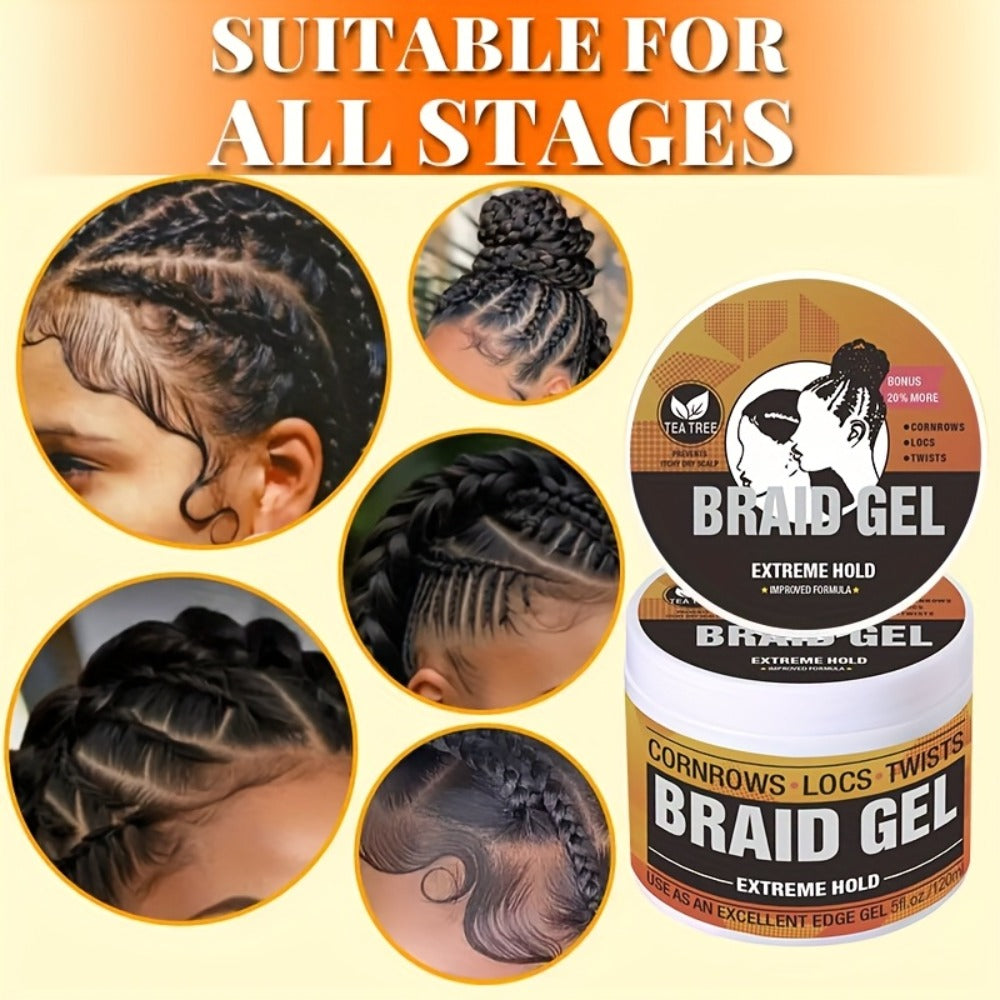 Extreme Hold Braid Gel & Edge Control Hair Wax Pomade – Anti-Frizz, Moisturizing, Long-Lasting for Braids, Locs, Twists & Sle