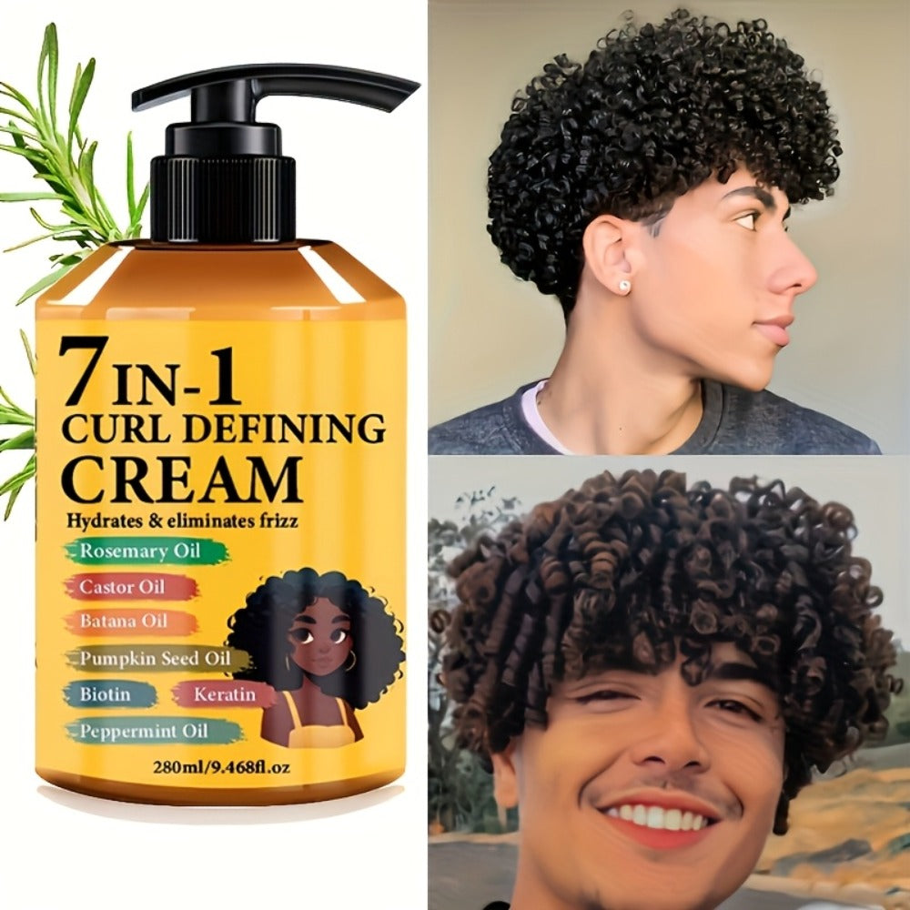 Curl Defining Cream 7-in-1 Frizz Control 2pcs Set 9.468fl oz – Long-Lasting Hold Moisturizing Non-Greasy Hair Styling Cream f