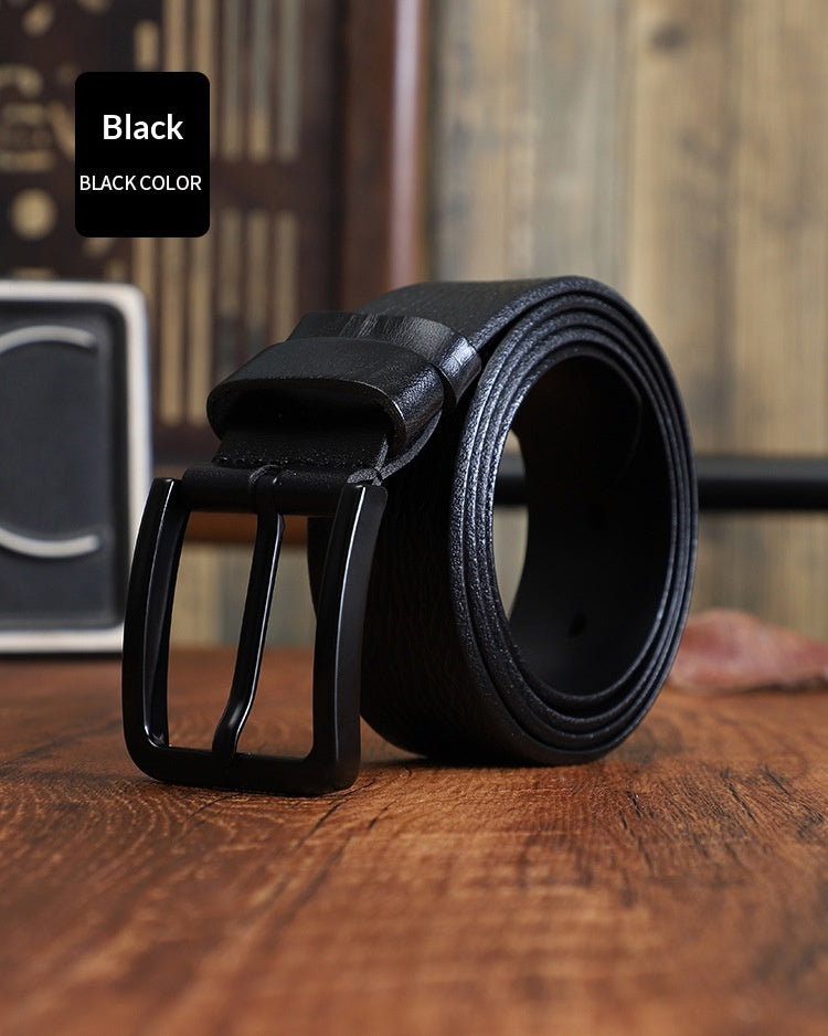 Men's Alloy Pin-buckle Belt With Top-layer Cowhidenew Casual Style