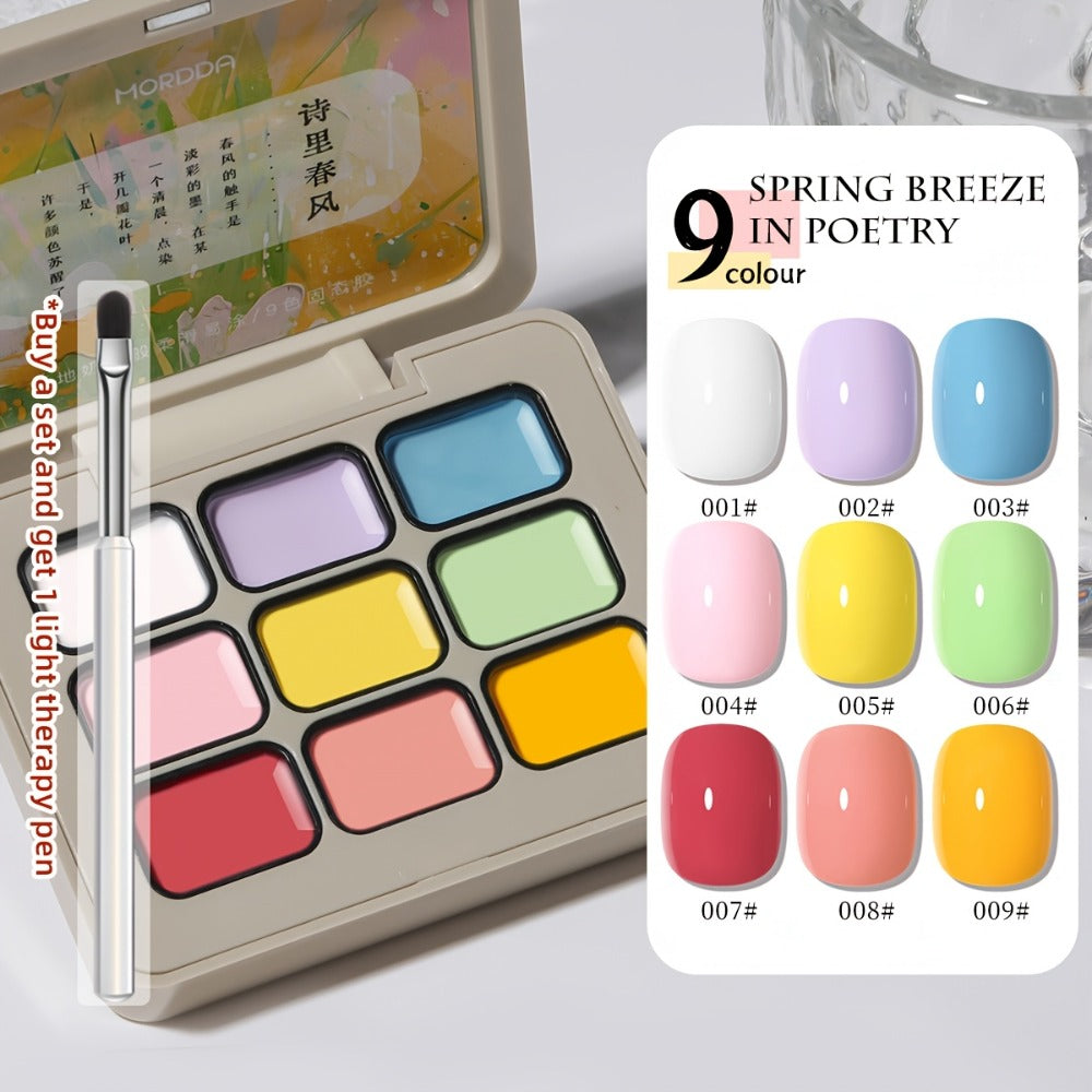 Gel Nail Polish MORDDA 9-Color Spring Breeze Set with Included LED Curing Pen for Home Nail Art — image 3