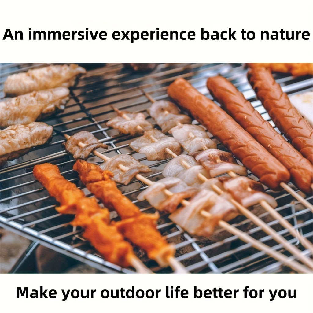Hexagonal Folding Charcoal Grill with Stainless-Steel-Color Frame, Open Grid and Carry Bag for Outdoor Use — image 10
