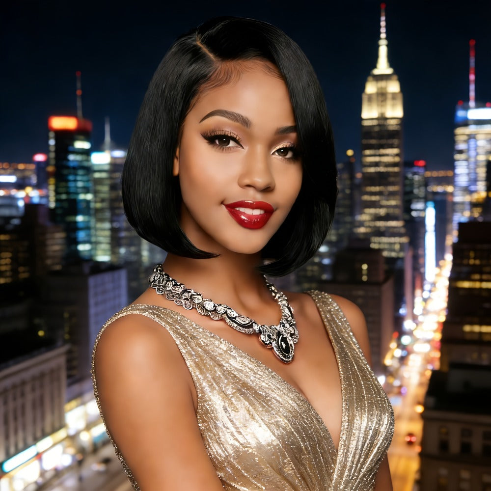 Synthetic Wig 8-Inch Curly-Wavy Brown Highlight Bob with Adjustable Rose Net Cap for Daily Styling — image 3