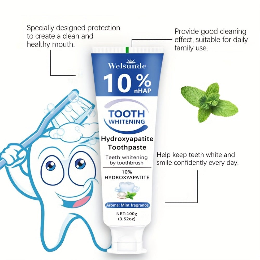 Two-Pack 100g Mint Toothpaste Tubes with 10% Hydroxyapatite Highlighted on the Package Labels — image 6