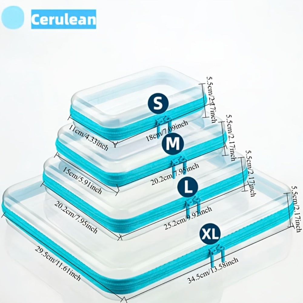 Four-Piece Storage Organizer Set with Clear Zipper Cases in S, M, L and XL Sizes and Four Trim Colors — image 5