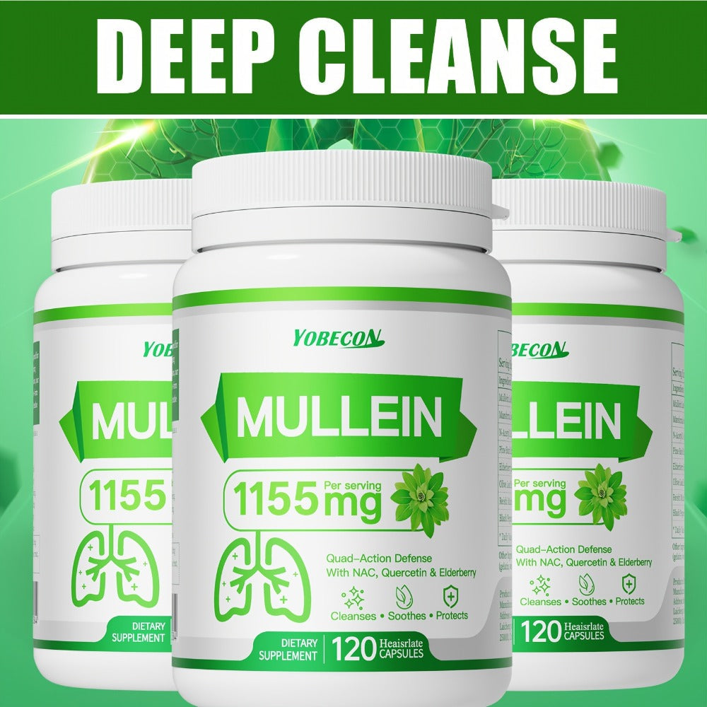 Mullein Lung Cleanse Capsules with NAC 45000mg – Mucus Removal, Dry Cough Relief & Respiratory Support Supplement for Women &