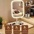 LED Makeup Mirror with Lights Rechargeable, Foldable Lighted Vanity Mirror 3 Color Modes Touch Dimming Portable Stand — image