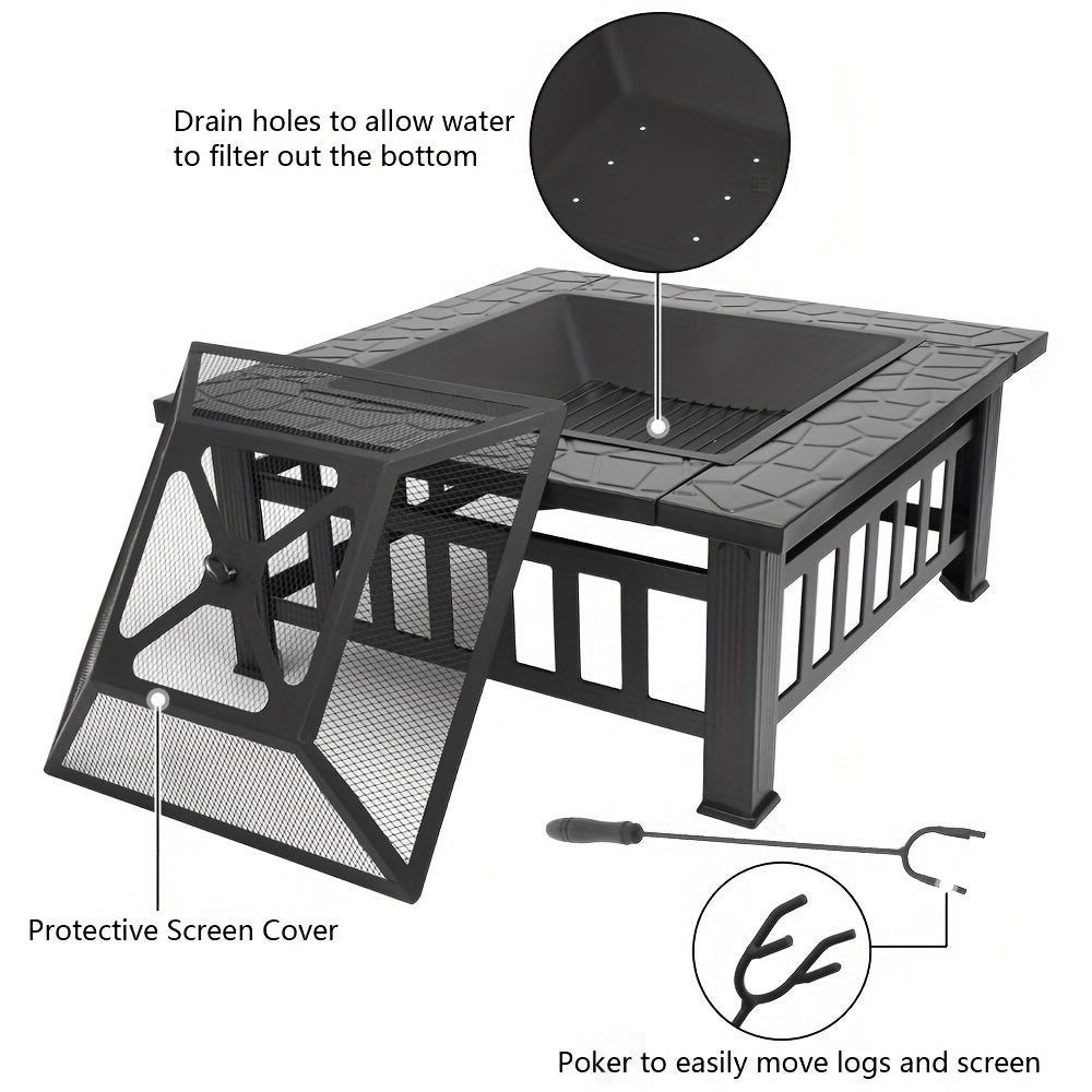 Fire Pit with Grill for Garden, Patio and Yard Use, with the Listed Configuration, for Everyday Use and Organized Storage — i
