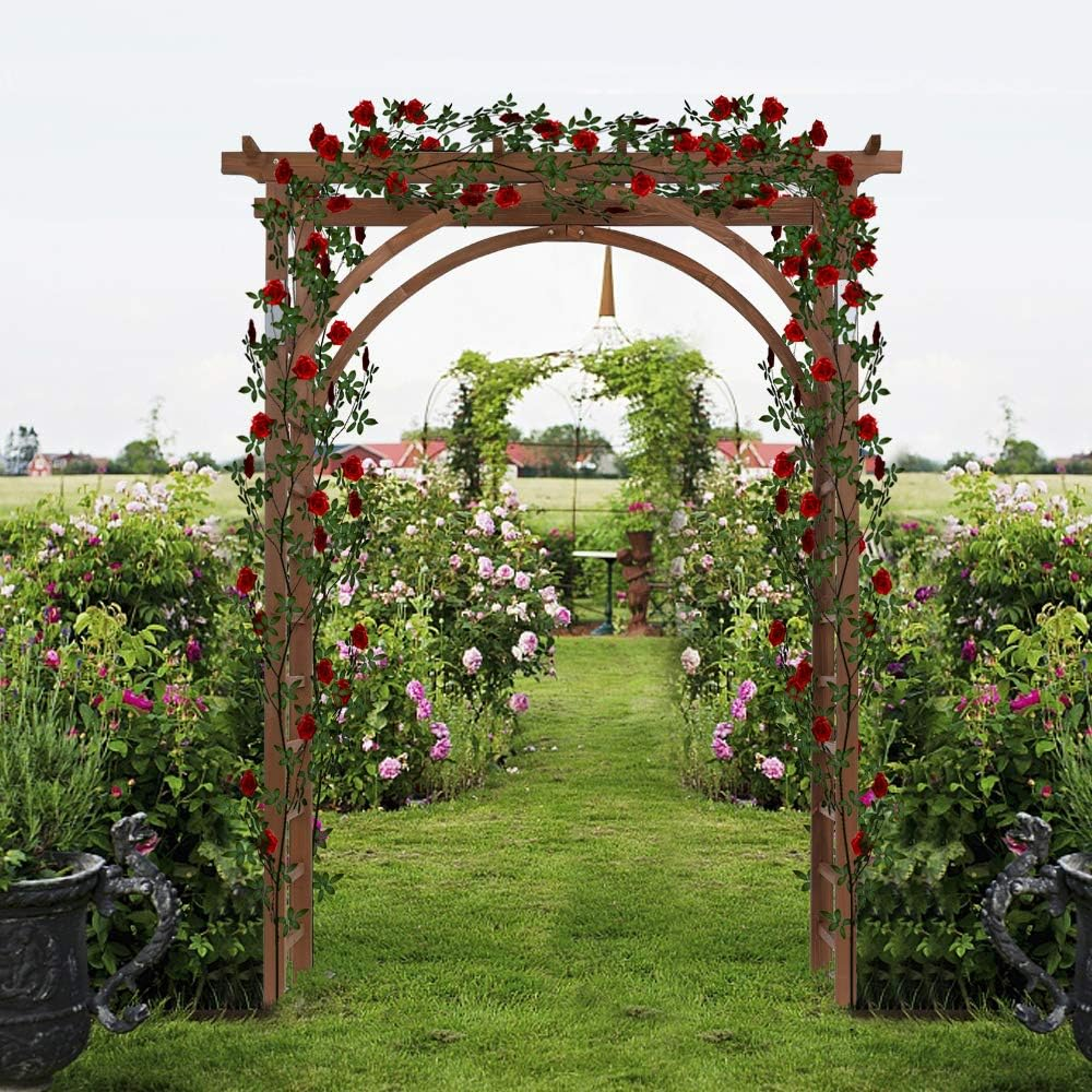 Teak Wood Pergola Arbor 85" Wedding Arch Garden Climbing Trellis for Garden, Patio and Yard Use — image 12