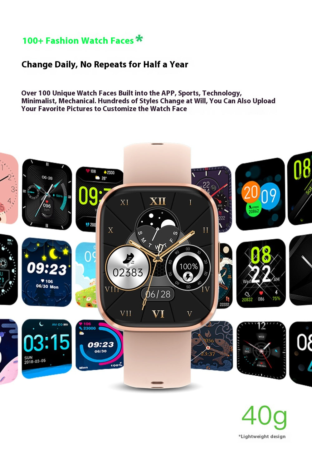 Bluetooth Calling Heart Rate Blood Oxygen Quick Reply Waterproof Sports Watch