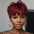 Synthetic Wig 6-Inch Vivid Red Layered Pixie with Body Waves, Bangs and Adjustable Cap for Cosplay — image 6