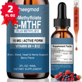 L-Methylfolate 15mg Liquid Drops 2fl oz with Methylated B12, Active 5-MTHF for Brain, Heart & Nervous System Health — image 1
