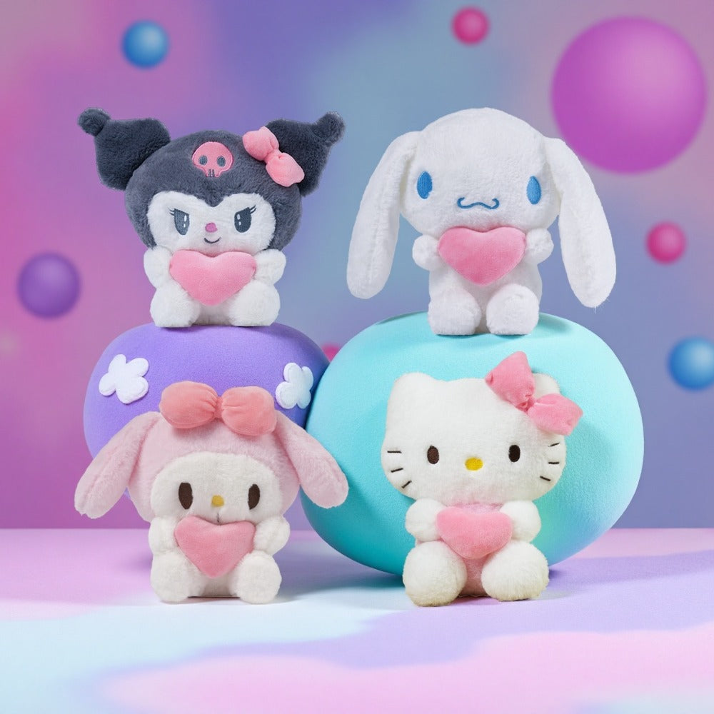 Plush Toy Heart-Holding Character Set with Five Pieces and Four Style Choices for Character Display, Room Decor and Gift Pres